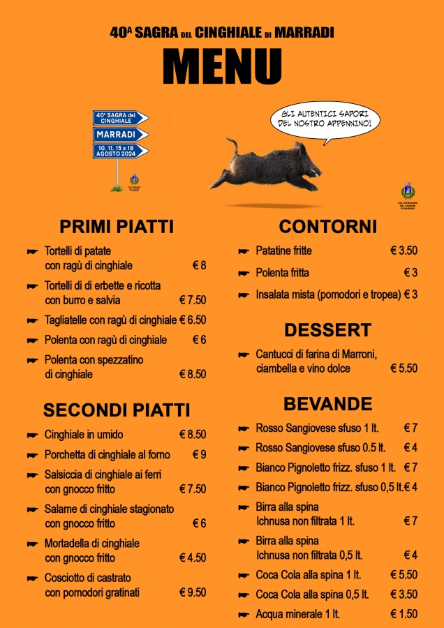 Sagra del cinghiale menù 2024
